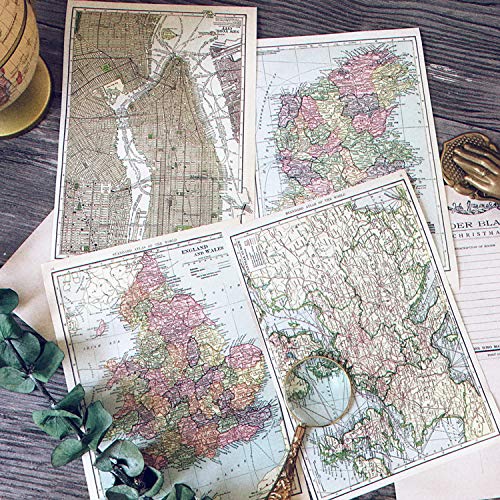 4Pcs/Pack A5 𝖵intage World Travel Map Grobal Sticker DIY Craft Scrapbooking Album Junk Journal Planner Decorative Stickers