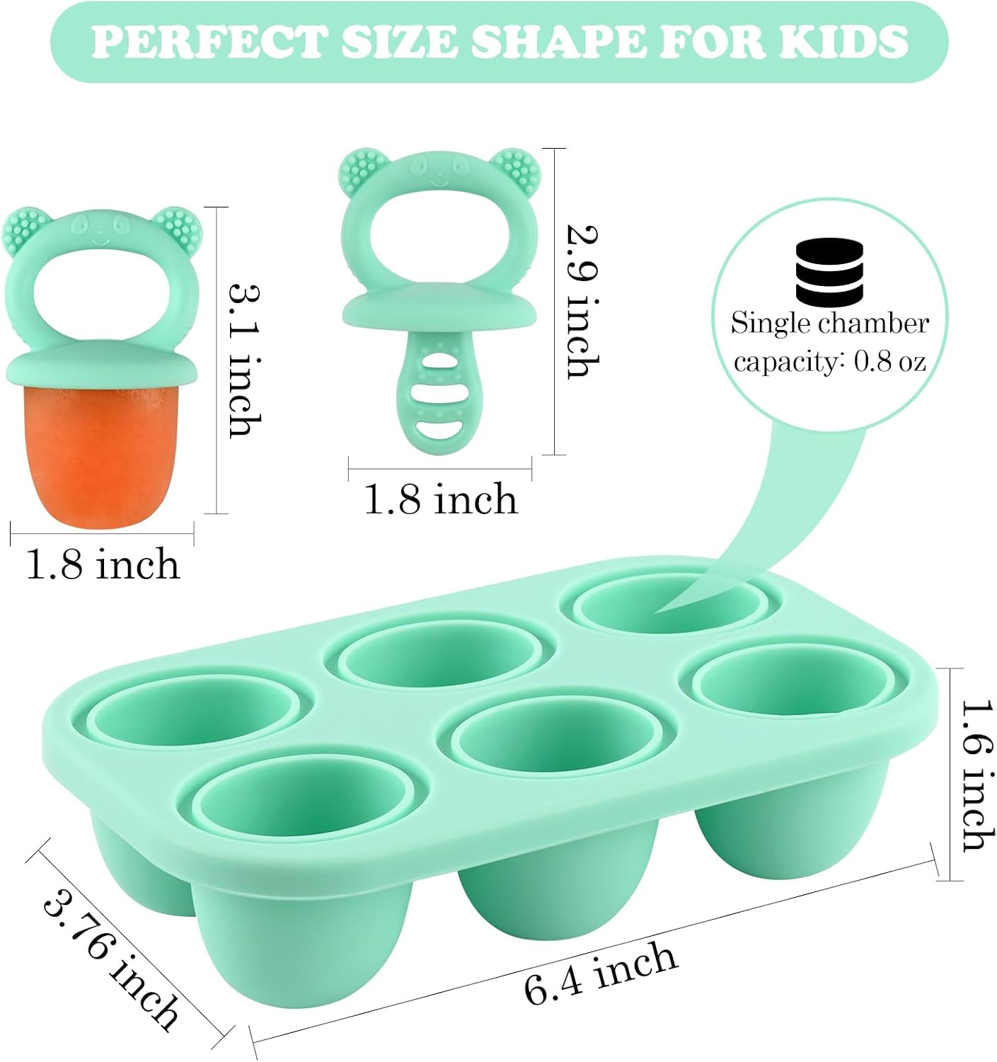 HUAKENER Mini Popsicle Molds, Silicone Popsicle Mold for Toddlers