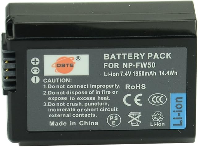 DSTE® NP-FW50 Rechargeable Li-ion Battery for Sony Alpha NEX-3, NEX-3N, NEX-5, NEX-5R, NEX-5N, NEX-6, NEX-7, NEX-C3, NEX-F3, SLT-A33, SLT-A35, SLT-A37, SLT-A55V