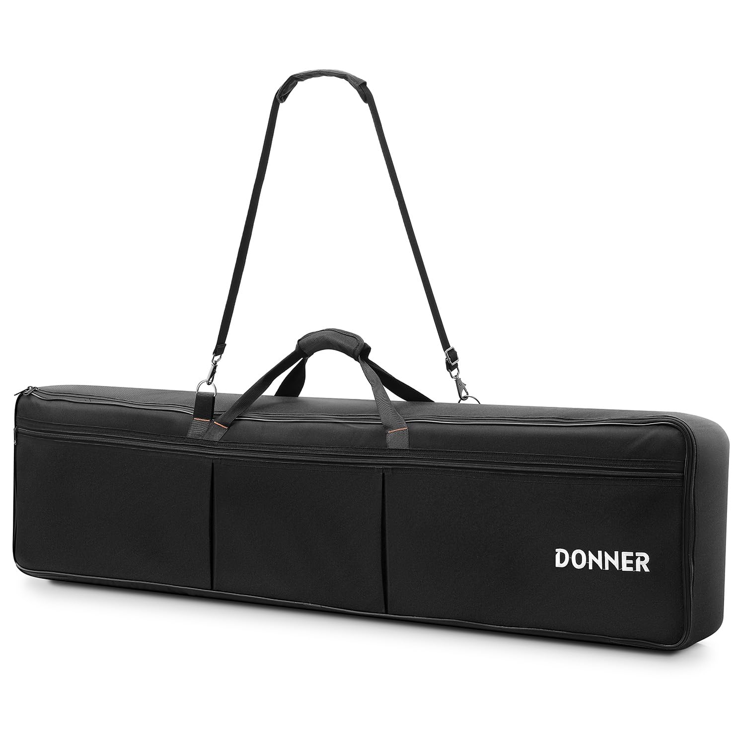 Donner Custodia per tastiera a 88 tasti per tastiera e pianoforte a 88 tasti, custodia per tastiera con tre tasche allargate con cerniera e tracolla, in nylon Oxford impermeabile e antipolvere, nero