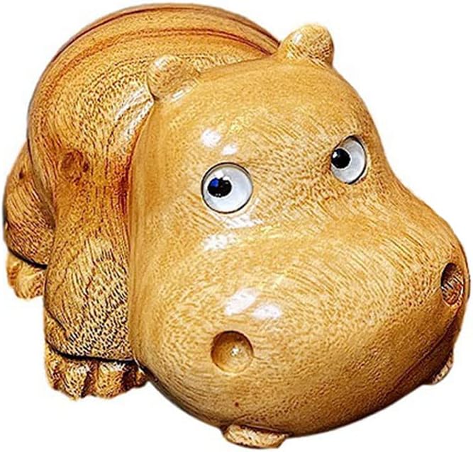 Hippo Figurine Camphor Wooden Hippo Statue Art Miniature Carved Small Animal Sculpture