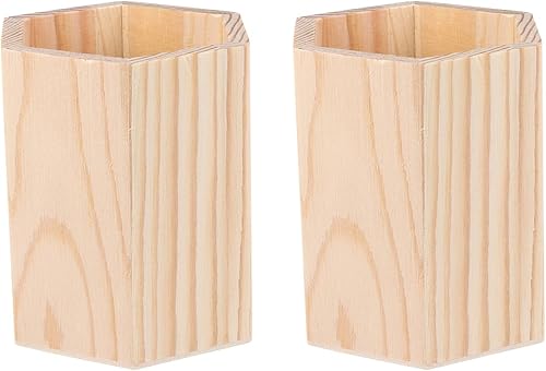 2 piezas de madera sin terminar para lápices, estuche de papelería, organizador de escritorio de oficina, caja de almacenamiento de papelería para