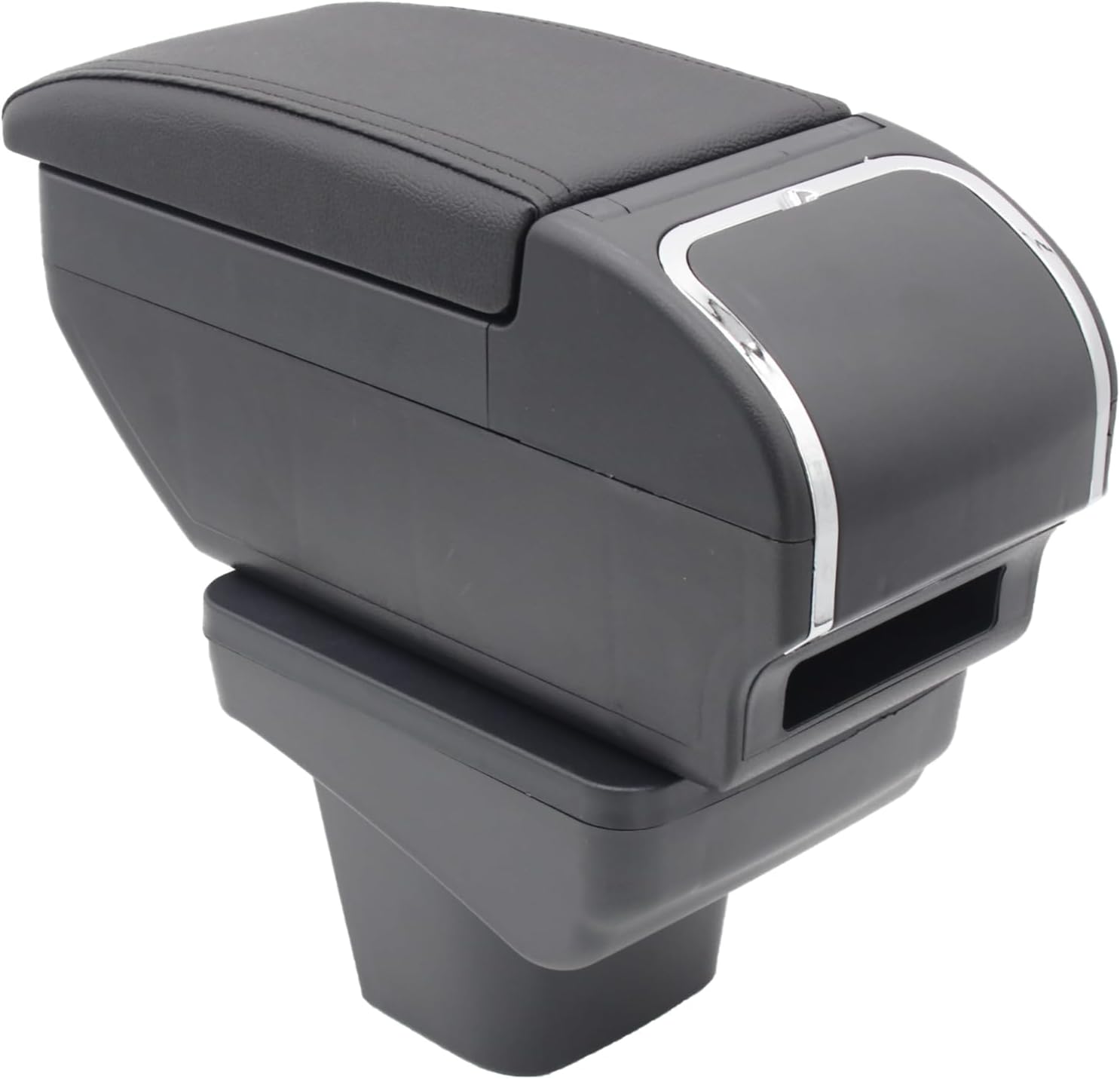 YJYWZH Double-Layer Console Armrest for Suzuki Vitara 2015-2019 Center Consoles Storage Box with Cup Holder Arm Rest Black Leather Accessories (Black with Black Thread)