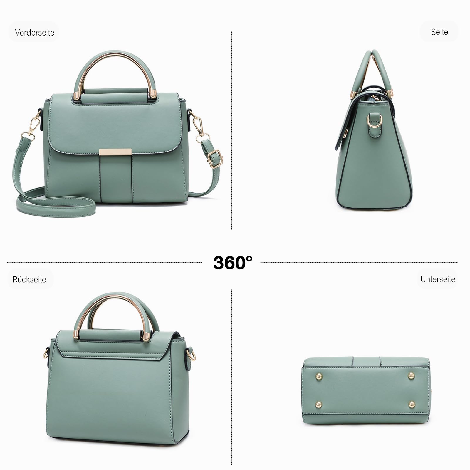 FANDARE Damen Handtaschen Elegant Handy Umhängetasche Crossbody Tasche PU Leder Schultertasche Frauen Handytasche zum Umhängen Schultertasche Portemonnaie Geldbörse Damentasche Grün
