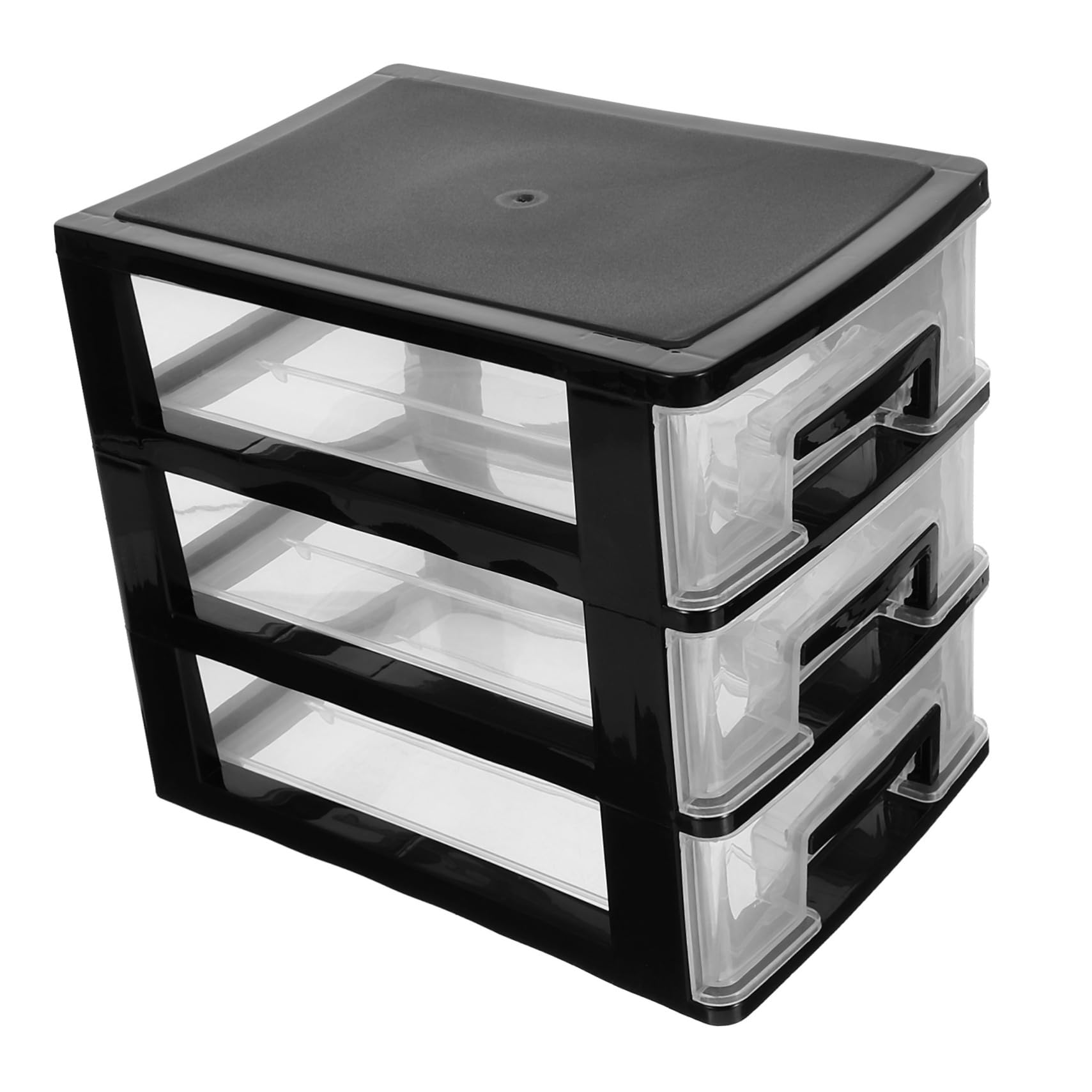 iplusmile Cassettiera da Scrivania in Plastica Nera 3 Cassetti Trasparenti, Organizer Multifunzione Compatto per Camera da Studio e Ufficio, Design Semplice e Pratico