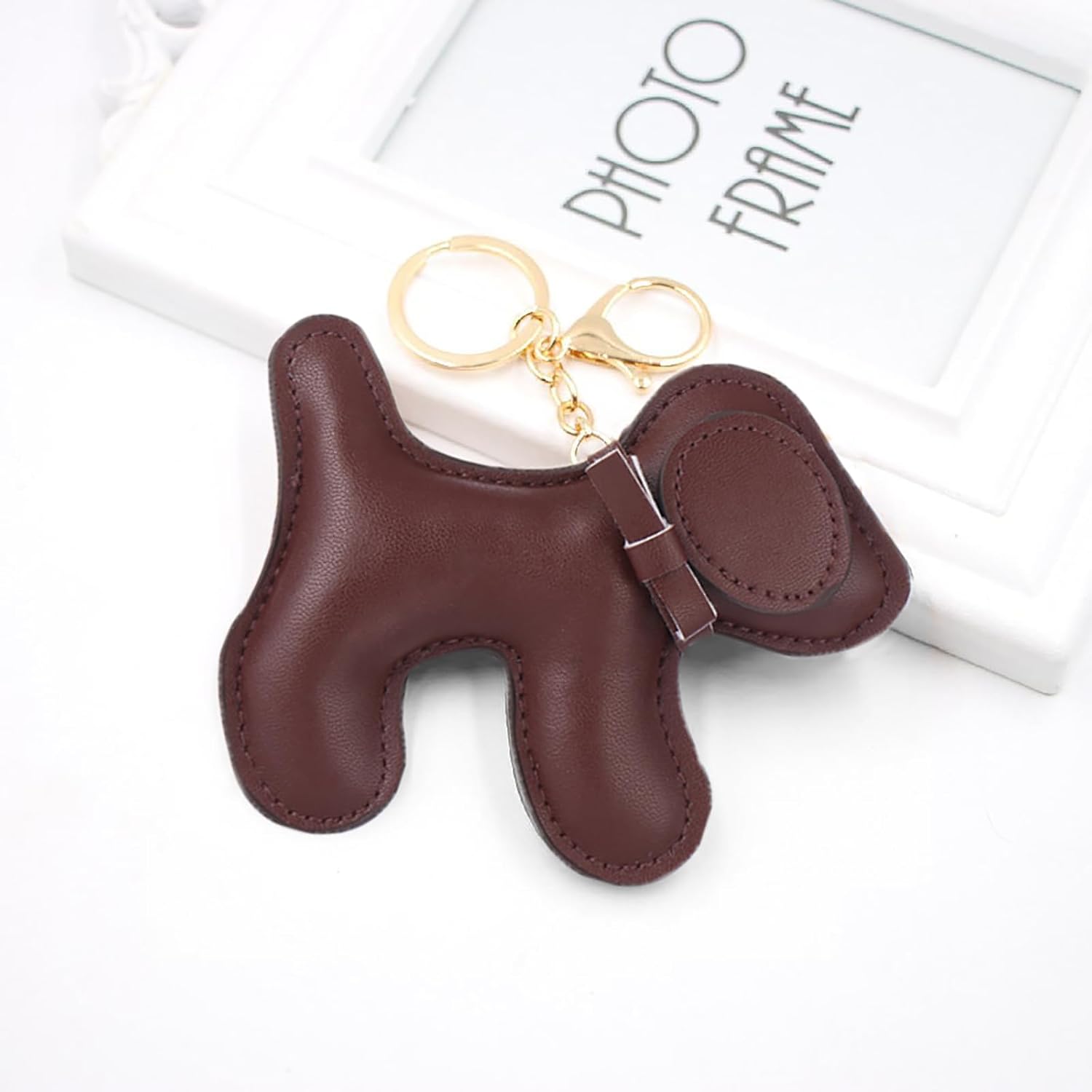Dog Keychain for Women Leather Style Puppy Bag Charm Cute Animal Purse Charm Accessory Gift for Dog Lovers Friends image 3