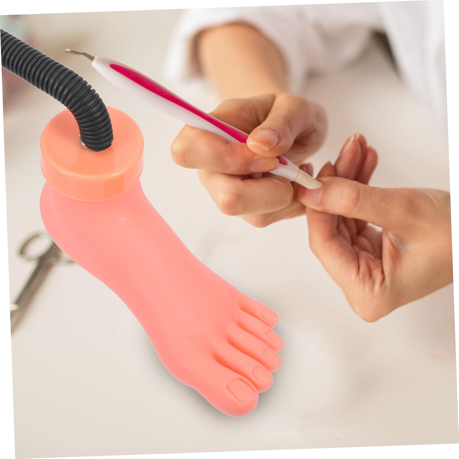 Nail Art Practice Foot Adjustable Flexible Manicure Training Tool for Women Soft Foot Mannequin for Nail Art Display