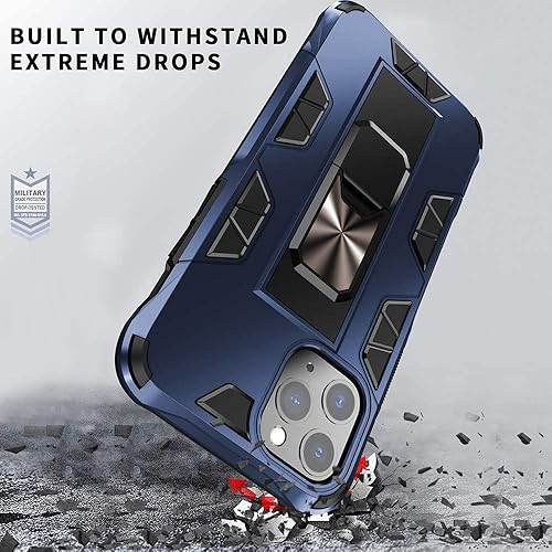 Miniatura 5 de Funda de grado militar para iPhone 11 Pro Max con protector de pantalla de vidrio templado a prueba de golpes con soporte de soporte magnético