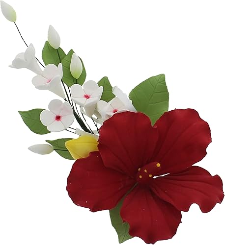 Global Sugar Art Hibiscus Sugar Cake Flowers Spray Cake Topper Red Hawaiian Cake Flower, 1 unidad por el chef Alan Tetreault