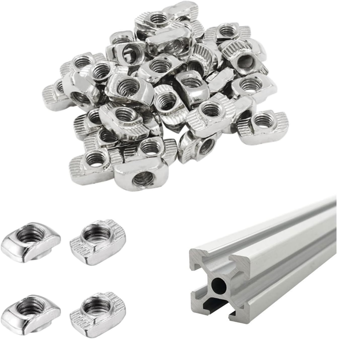 50 Pcs 20 Series T Sliding Nuts T Nuts Fastener M5 T-Slot Nut Sliding Aluminum Profile Accessories 2020 for Standard M5 T Slot Aluminum Extrusion Profile