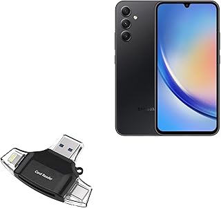 BoxWave Smart Gadget Compatible with Samsung A34 - AllReader SD Card Reader, microSD Card Reader SD Compact USB for Samsung A34 - Jet Black