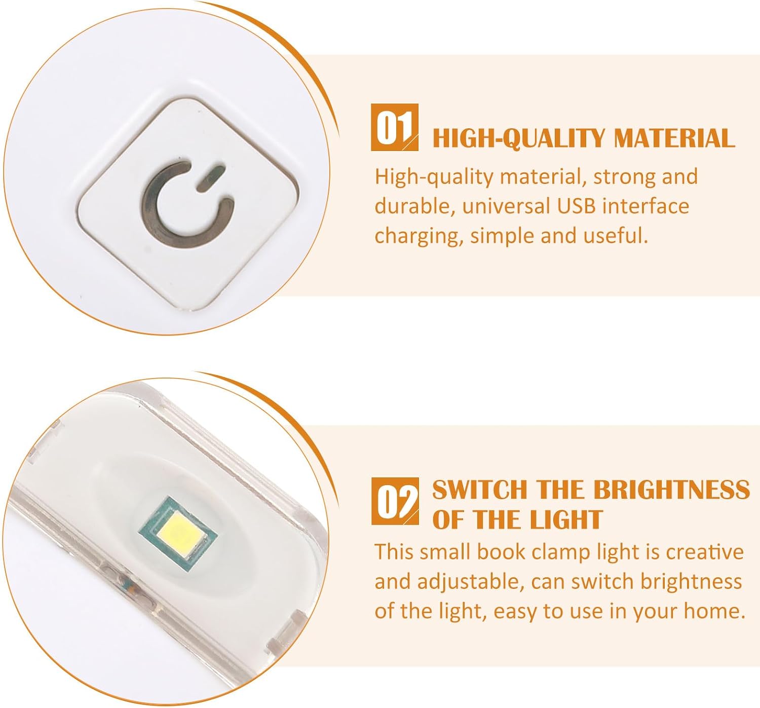 Kisangel Folding Book Clip Lamp USB Rechargeable Portable Small Reading Light for Nighttime Study and Travel