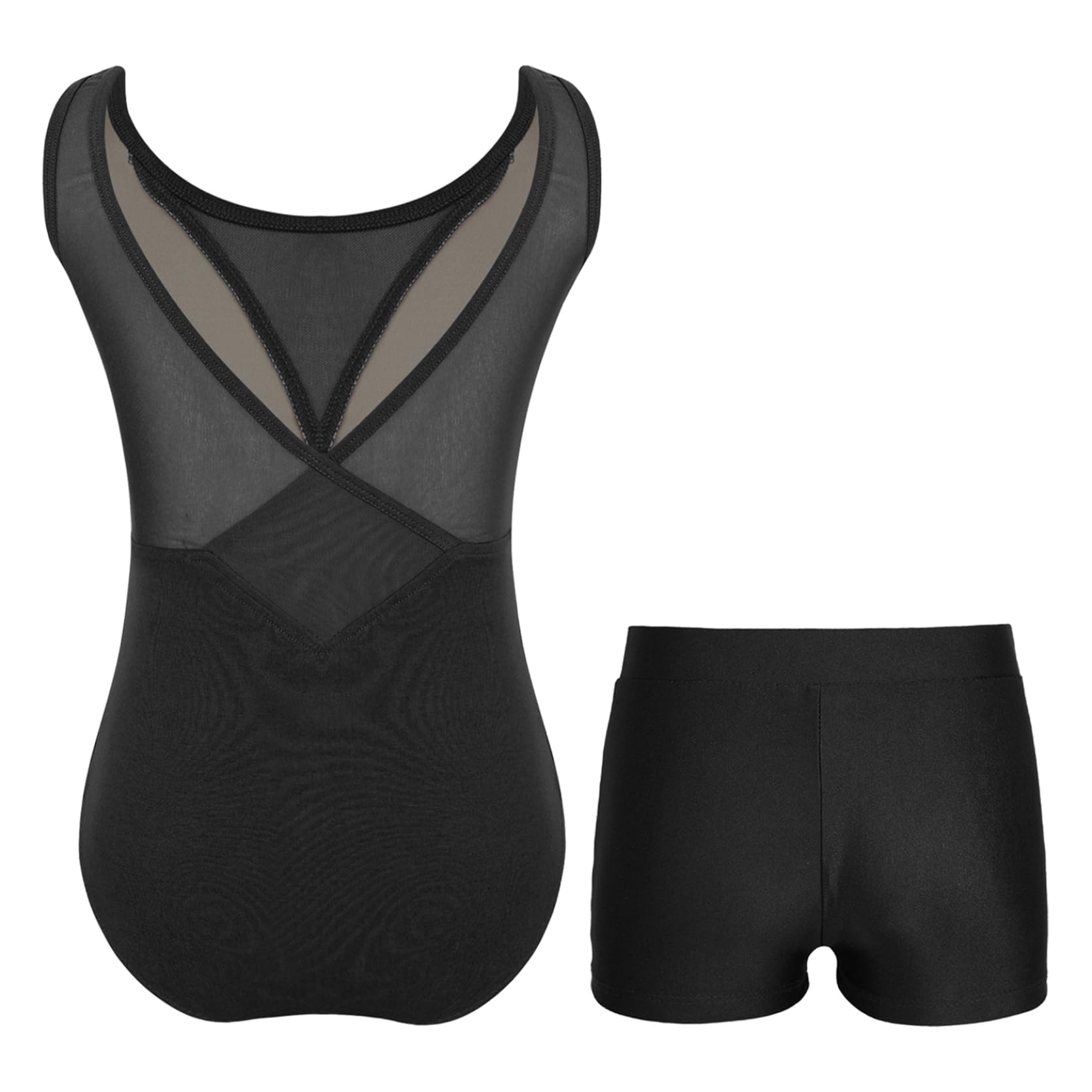 inlzdz Bambine Ragazze Leotards con Pantaloncini Body da Ginnastica Artistica Senza Maniche Jumpsuit Tuta da Danza Classica Balletto Patchwork Dancewear