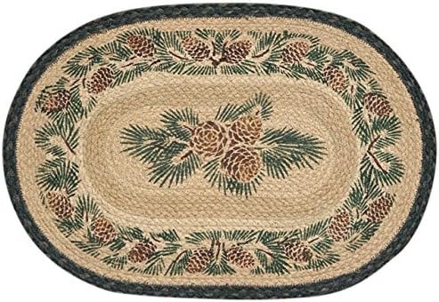 Earth Rugs 48-025A Pinecone Oval Placemat, 13 x 19, Charcoal