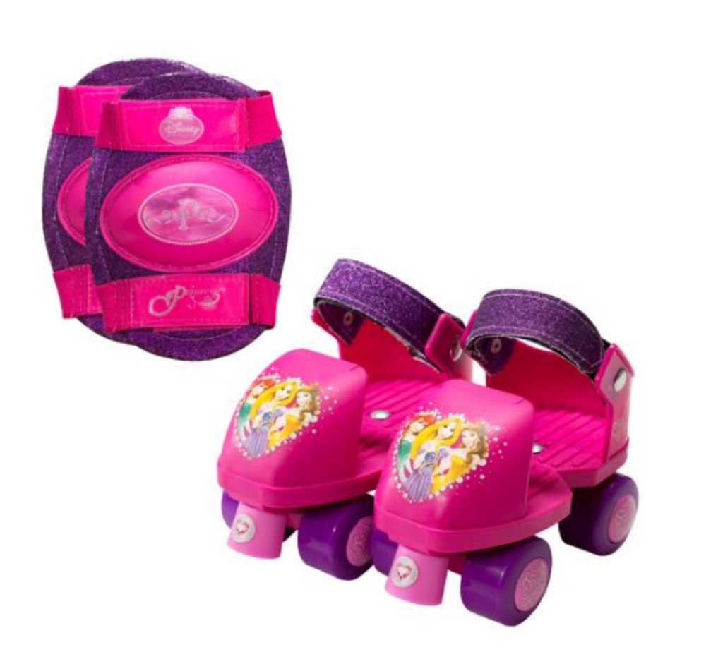 Roller Skates Girls Disney Princess Adjustable Junior Roller Skates and Knee Pads J6-J12