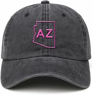 Custom Soft Baseball Cap Embroidered Arizona Map Pink Az Ariz. Arizonan The Grand Canyon Cotton