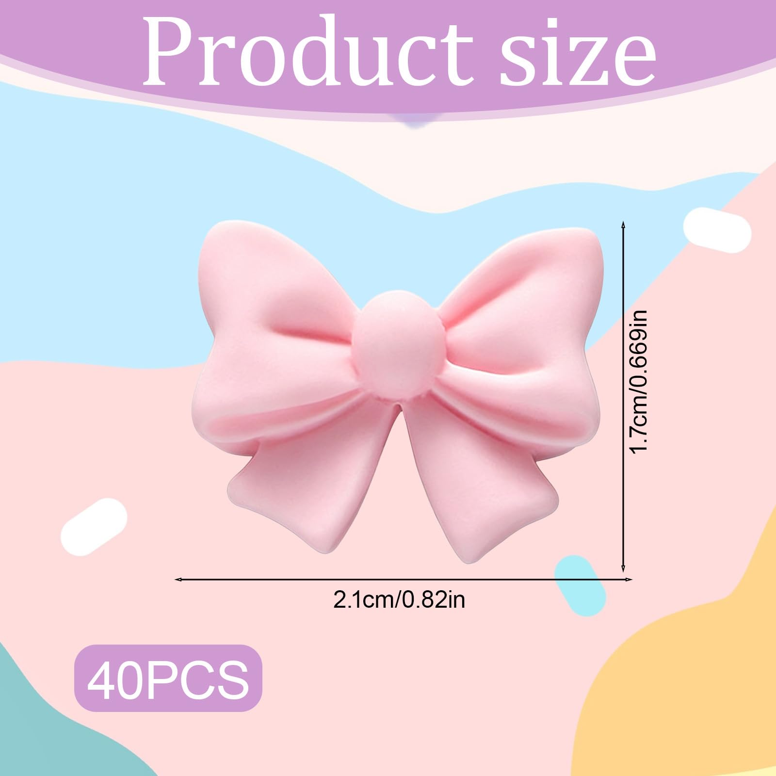 40 Pcs Pink Bow Cake Toppers, Resin Bow Cupcake Decorations for Girls Birthday, Baby Shower, Bridal Shower, Party Cake Decor — view 2