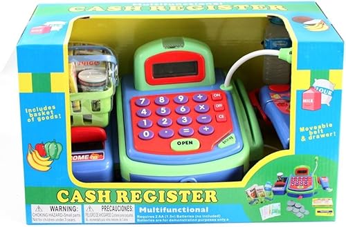 Miniatura 3 de YMCtoys Juego de simulación electrónica de caja registradora de juguete realista acciones y sonidos verdeazulrojo