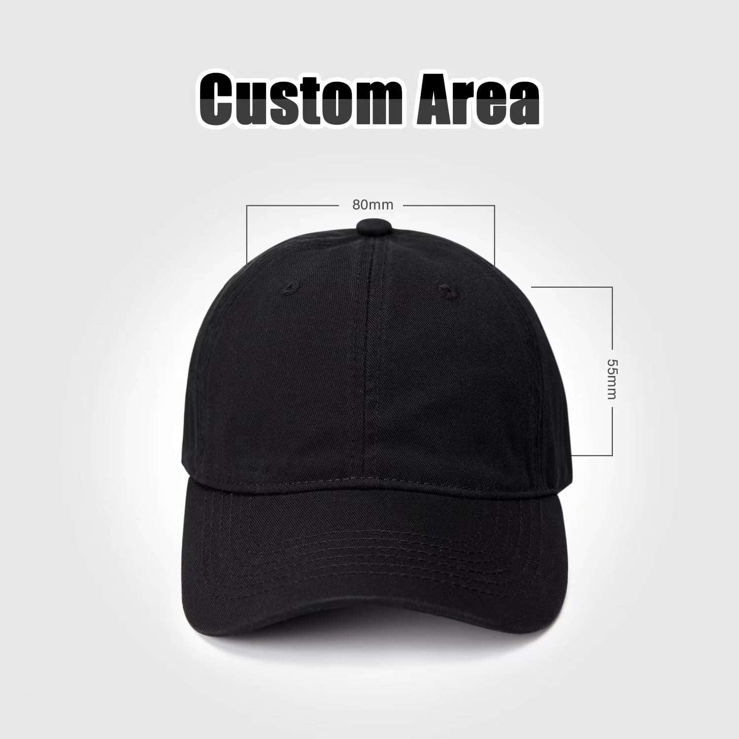 Custom Hat with Embroidered Text Name Logo Unstructured Adjustable Metal Buckle Cap Black Baseball Hat