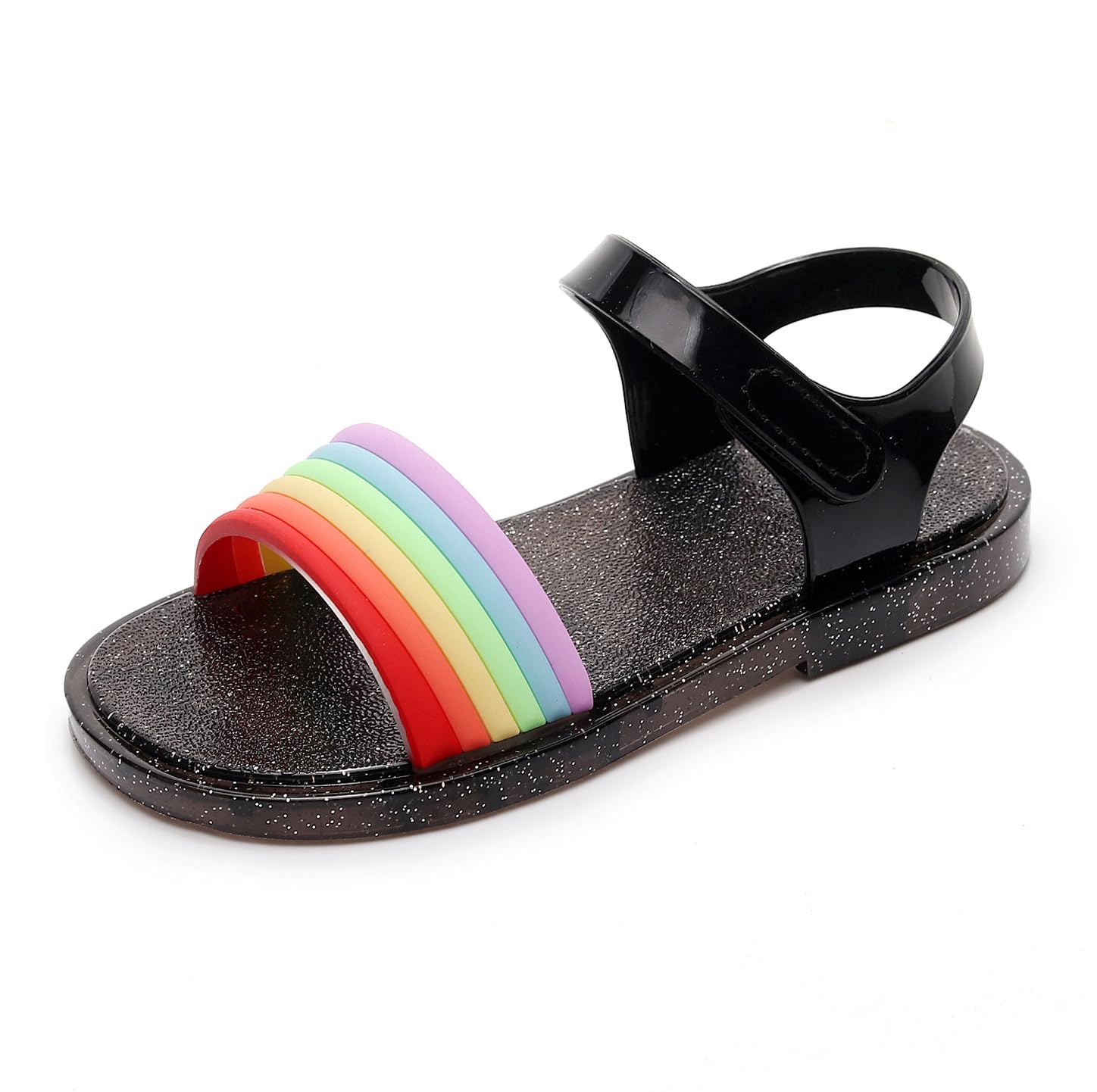 ursloole Girls Sandals for Toddler Girls Princess Dress Jelly Shoes Kids Flats Costume Soft Unisex-Child Boys Rainbow Water Rubber Sole Open Toe Beach