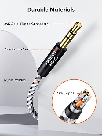 3.5mm Audio Extension Cable, CableCreation 3.5mm Male to Female Stereo Audio Cable with Gold Plated Connector, 1.5Feet