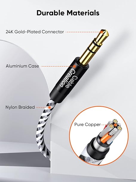 3.5mm Audio Extension Cable, CableCreation 3.5mm Male to Female Stereo Audio Cable with Gold Plated Connector, 1.5Feet