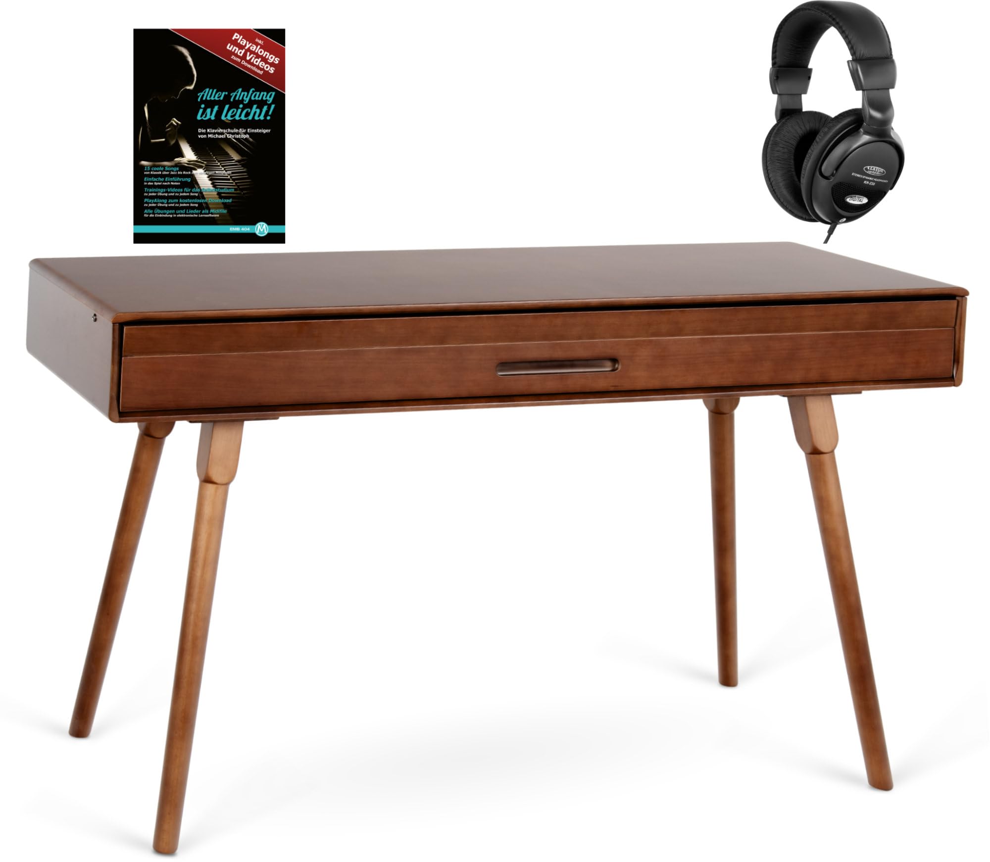 Classic Cantabile DP-730 WN - Pianoforte Digitale set 88 Tasti pesati Tastiera Ponderati Azione del Martello - Tavolo con pianoforte elettrice incorporato - Con pedaliera, cuffie - USB MIDI