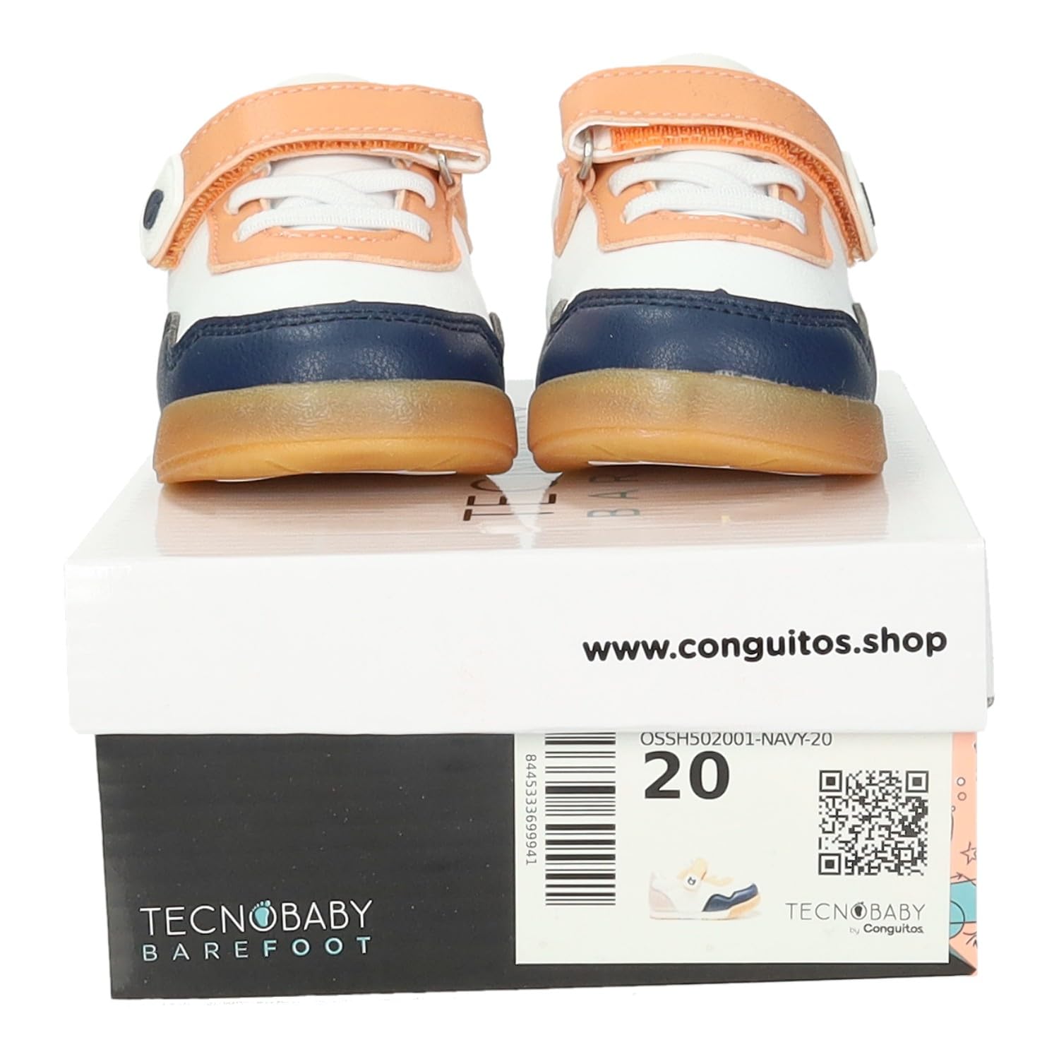 OSSH502001 Zapatillas Deportivas para niños Conguitos, Suela Fina y Flexible, Puntera Ancha, Cierre Adhesivo, Drop Cero, diseño Animal Friendly NIÑO Deportivos Marino 21