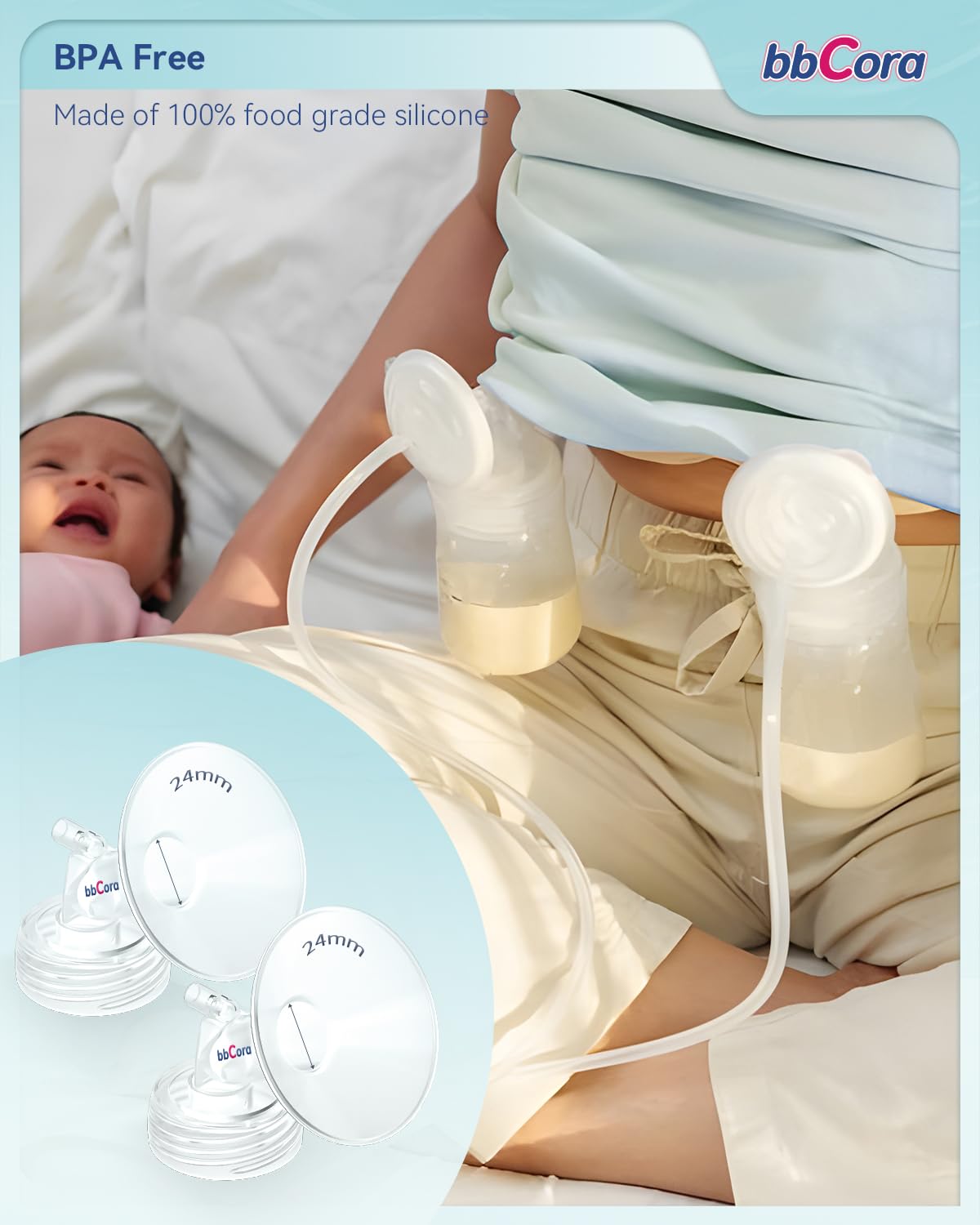 Insertos de brida de 24 mm para extractores de leche Spectra, compatibles con Spectra S1, S2 y 9 Plus – Piezas de repuesto para accesorios de bomba Spectra, ajuste ergonómico y cómodo para una mejor