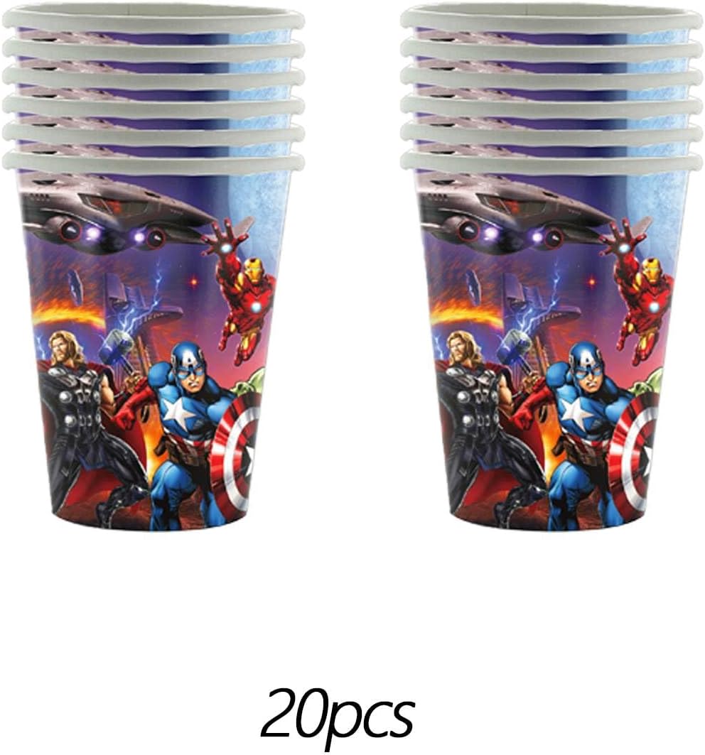 111 Psc superhero Birthday Party Supplies Set, Avengers Theme, Plates, Cups, Utensils, Napkins, Tablecloth