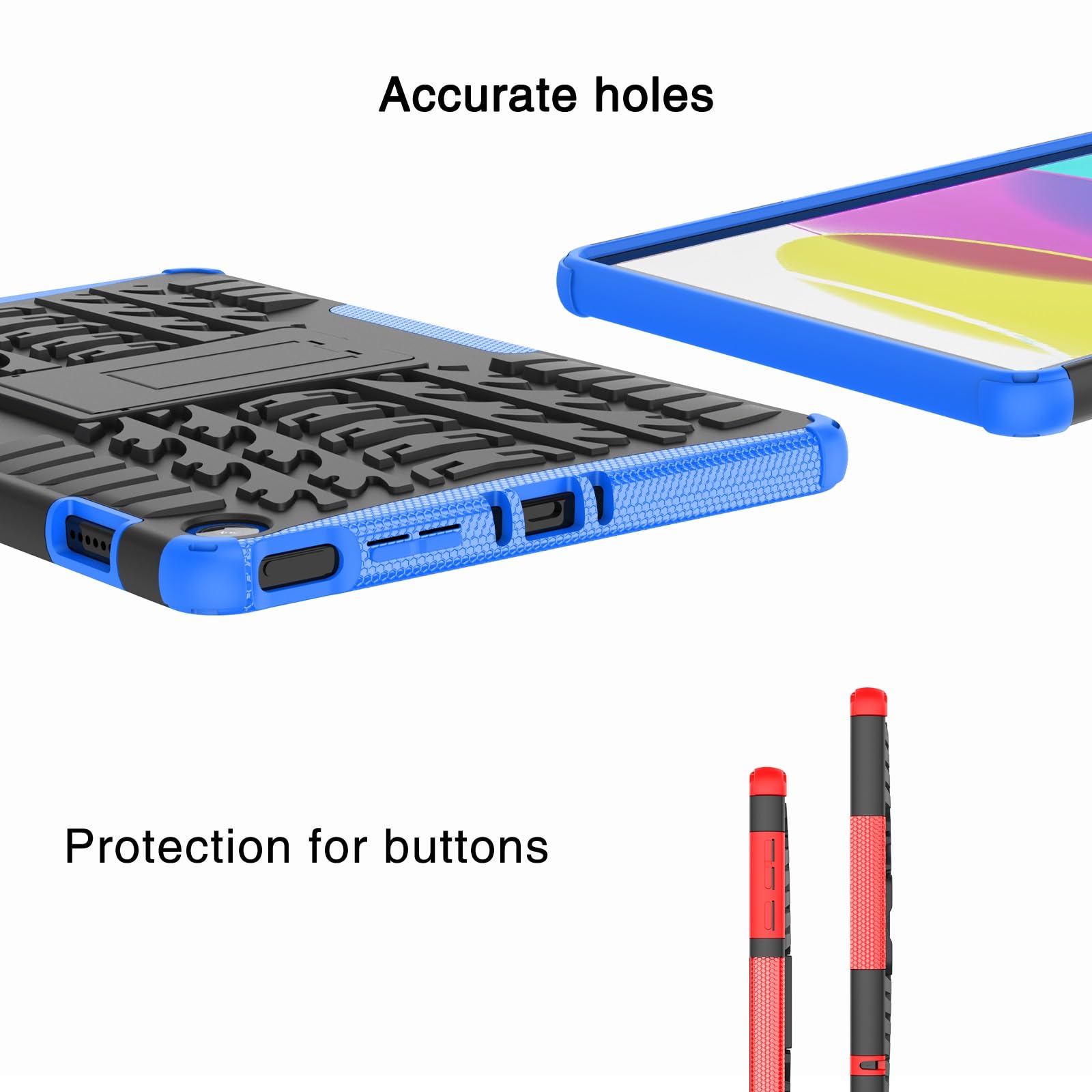 Copertura per tablet per Fire Max 11 pollici Rilasciato 2023 Struttura della gomma antiurto TPU+PC Custodia protettiva con supporto pieghevole maniglia (ROSSO)