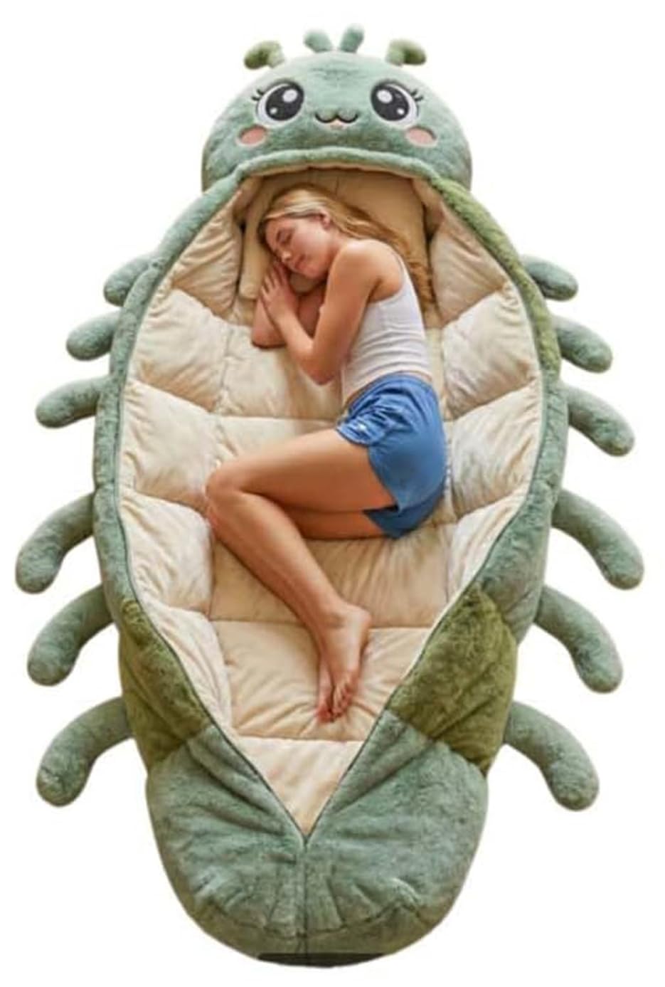 2026 New Catapillar Sleeping Bag, Hugging Caterpillar Sleeping Bags for Adults, Plush Cocoon Lounge Pods with Adjustable Pull Cord, Oversized Caterpillar Sleeping-Bag for Home, Dorm, Travel Naps A