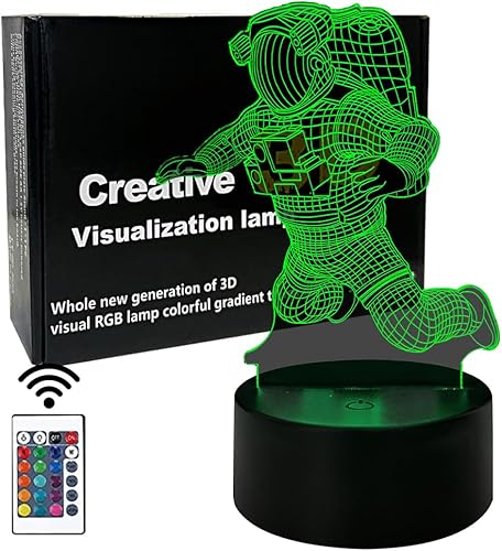 Fly Astronaut - Lámpara de escritorio con ilusión 3D, 7 colores cambiantes, luces LED alimentadas por USB con interruptor táctil o control remoto