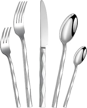 18/10 Stainless Steel Flatware 5 Piece Place Setting With Table Knives, Forks and Spoons 18/10,5pcs