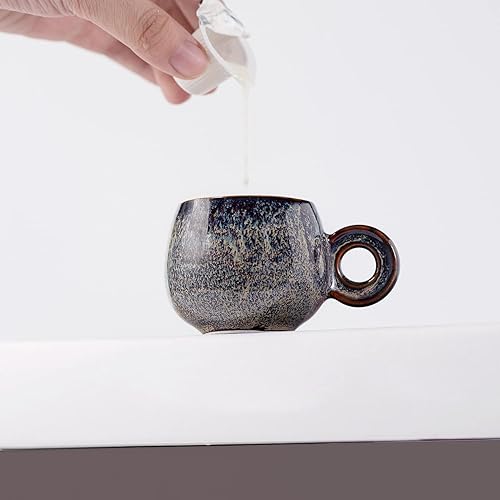 Miniatura 4 de Fambe - Juego de 4 tazas de cerámica para café expreso, 3 onzas, mini tazas de café de porcelana, juego de tazas pequeñas de cerámica hechas por