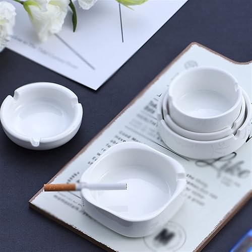 Miniatura 3 de Ceniceros redondos de cerámica Cenicero de bar de hotel comercial Cenicero blanco simple Cenicero blanco para el hogar, dormitorio, sala de estar,