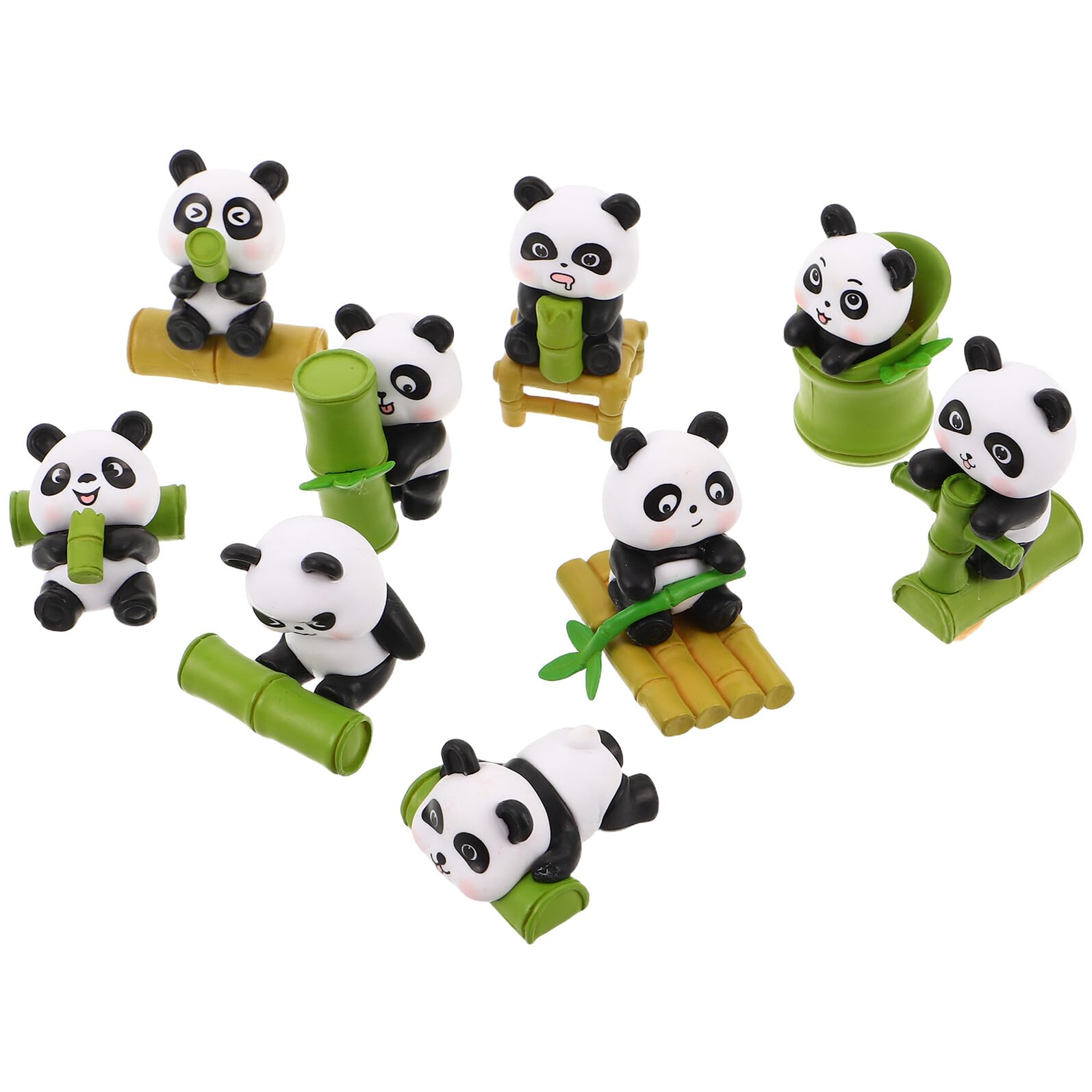 Statuettes sculptées de panda miniature en PVC pour ornement de collection
