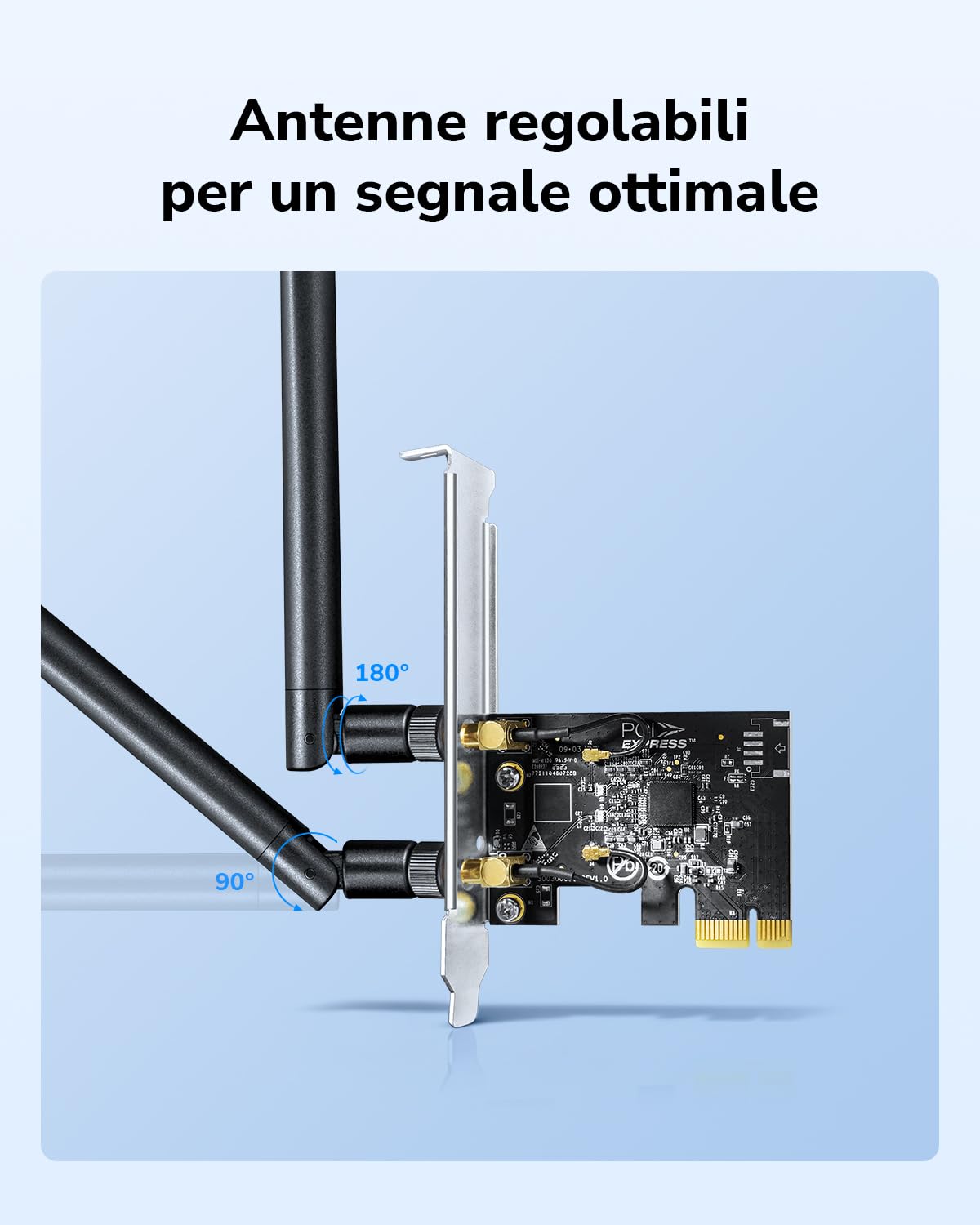 Cudy AC1300 - Adattatore wireless Dual-Band PCIe WiFi per PC, 1300 Mbps WiFi a 5 velocità, 5 GHz/2,4 GHz, 2 antenne staccabili, compatibile con Windows 11/10, include staffe standard e a basso profilo