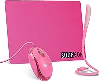 Vista 9 de SOONGO - Mini mouse rosa para computadora, mouse ergonómico con cable de 4.9 ft, mouse USB para computadora portátil, mouse de escritorio