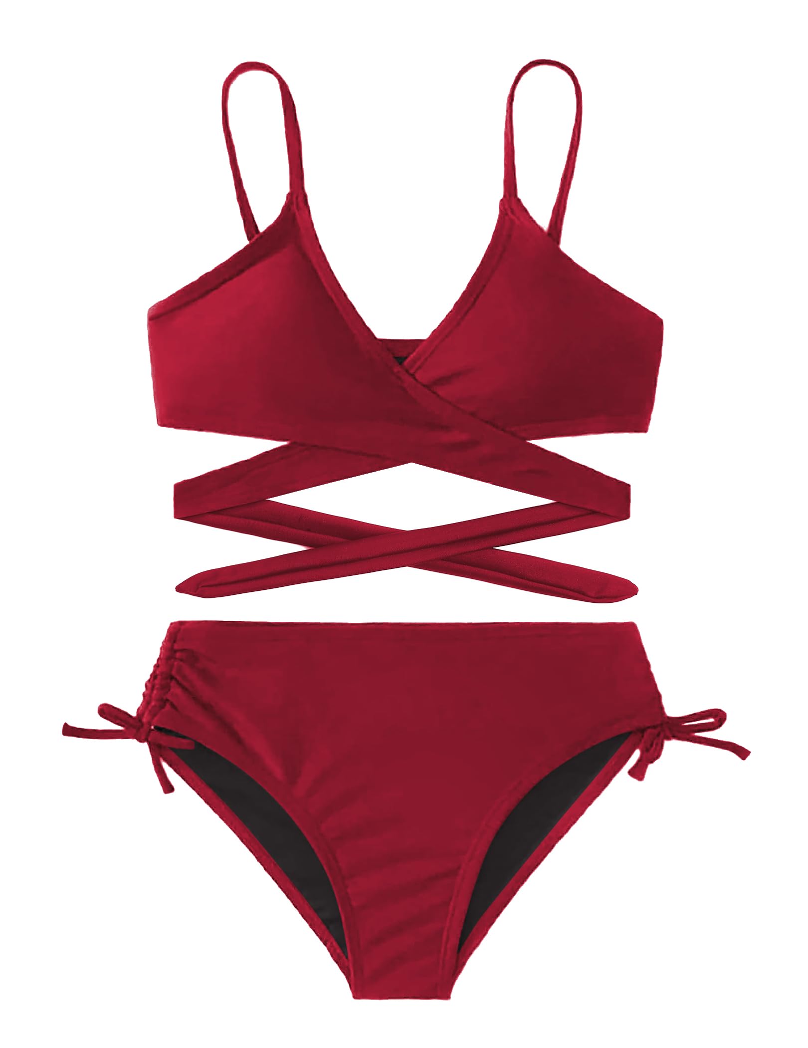 Arshiner Mädchen Badeanzüge Bikini Set Zweiteiliger Badeanzug Kinder Criss Cross Bustier & Bikinislip Triangle Bikini Schwimmanzug für Mädchen 6-14 Jahre