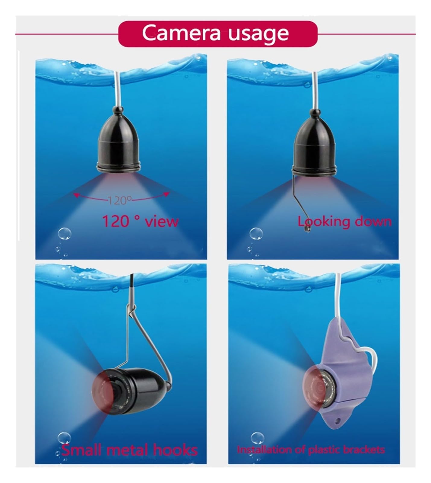 Angelkamera, Fischkamera Video Fischfinder 4,3-Zoll-Monitorkamera-Kit Fischerkennungs-Überwachungskameras for das Winter-Unterwasser-Eisfischen(15M)