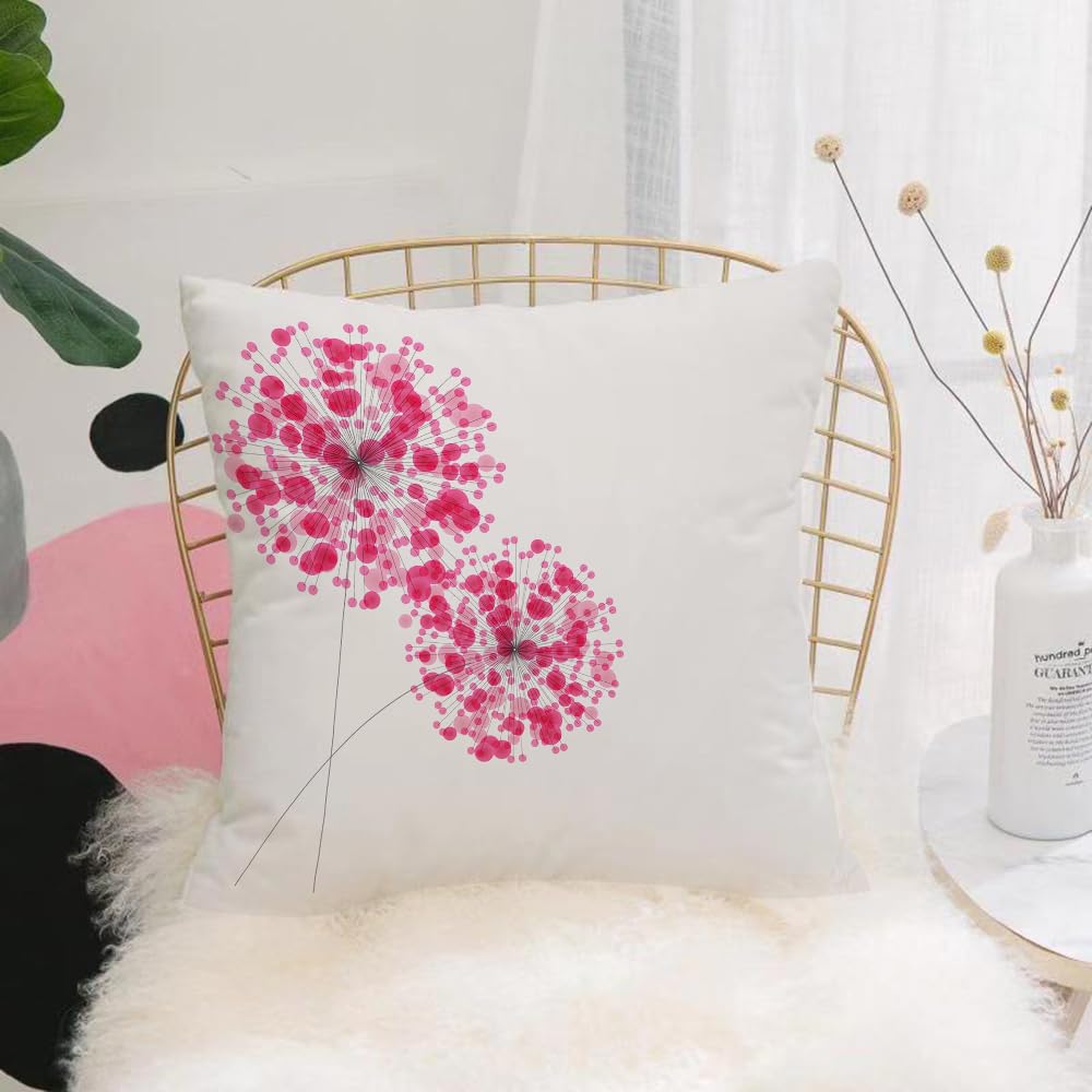 HYOSXW Cushion Cover,Throw Pillow Case Home Decorative for Living Room Bedroom Sofa Chair 16X16 Inch,Pink, Conceptual Dandelion Design Bouquet Modern Flower Decoration,Pillowcase 40X40cm