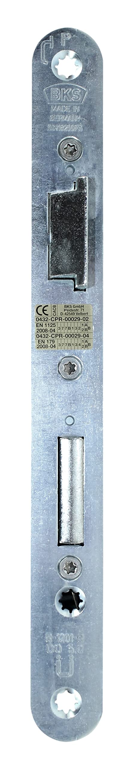 BKS FH Panikschloss Türschloss/Stahltürschloss, Funktion B mit geteilter Nuss, Dornmaß 65mm, Entfernung: 72mm, Stulp: 24x235mm abgerundet, DIN Rechts, incl. SN-TEC® Montageset (RECHTS)