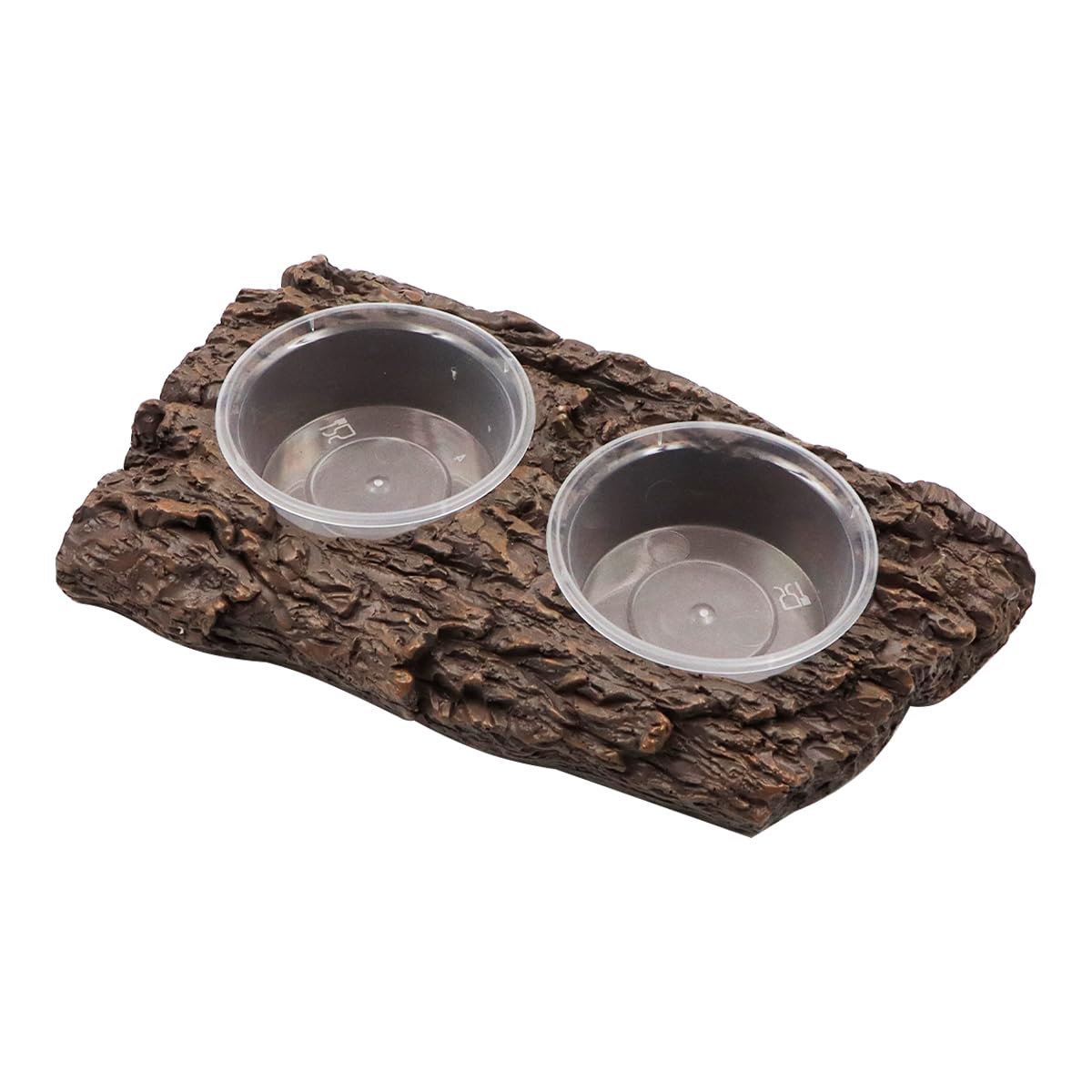ZONADAH Reptile Double Bowl Water and Food Dish, Resin Feeding Pot for Turtle, Gecko, Snake, Lizard, Chameleon, Bearded Dragon, Amphibians, Terrarium Habitat Decoration Feeder Basin