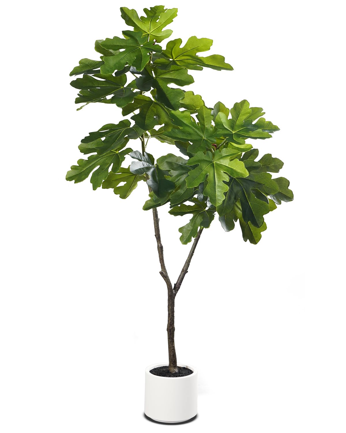 Leflos Artificial Fiddle Leaf Fig Tree Indoor, 5ft Tropical Faux Fig Tree, Fake Potted Ficus Tree in White Pot, Nice Home & Housewarming Decor