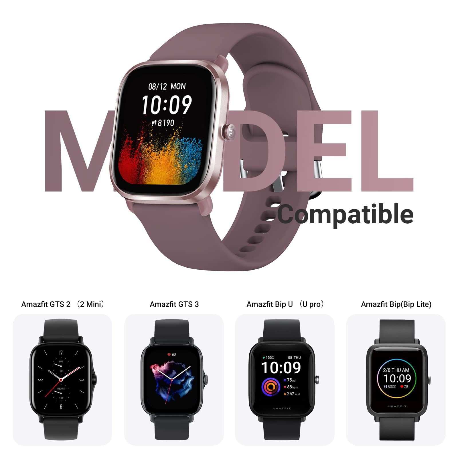 Higgs 5 Pezzi Cinturino Morbido 20mm Compatibile con Amazfit GTS 4 2 Mini/GTS 2 2e 3 4 42mm/Amazfit Bip U pro/Bip S/Bip S Lite/Bip Lite Donna e Uomo, Cinturini Sportivo Silicone,Bianca