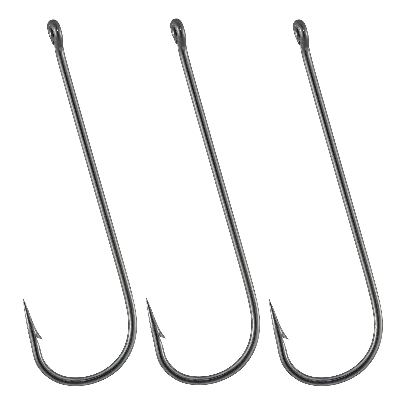 Alwonder 100 Pack Aberdeen Sea Fishing Hooks Inline Fishing Hooks Long Shank Light Wire High Carbon Steel Freshwater Tackle for Trout Bass Catfish Crappie Wacky Drop Shot