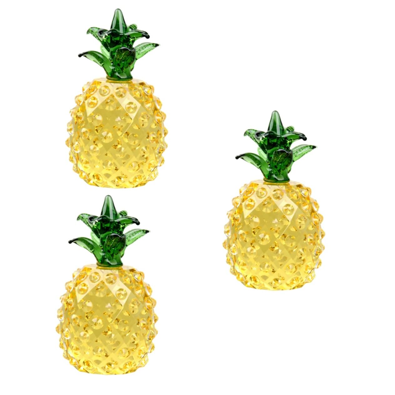 Amosfun 3 Piezas De Piña De Cristal Tallada Adorno De Escritorio Fruta Decoración del Hogar para Fiestas.