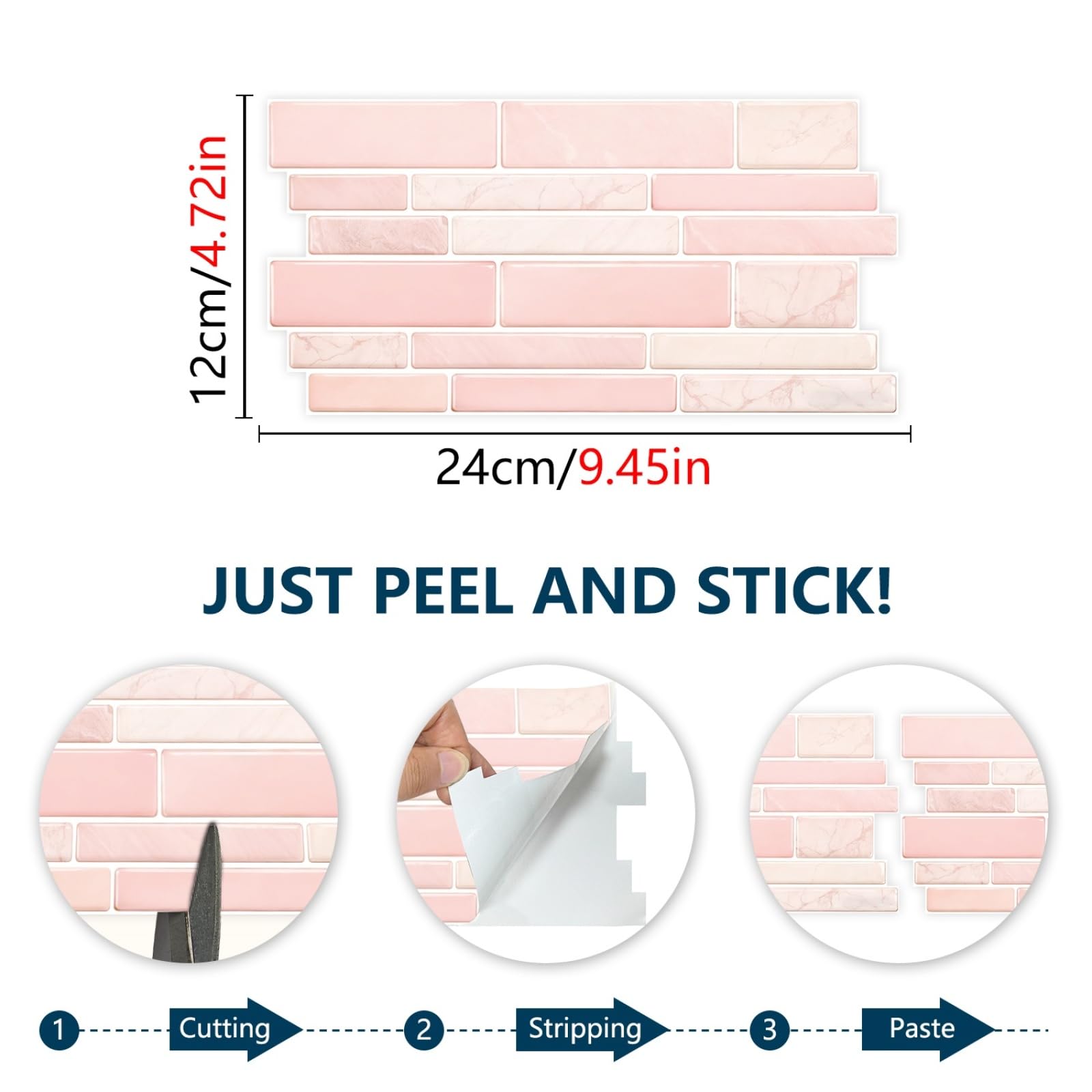Naklejki na płytki do łazienki 12 x 24 cm różowa cegła naklejki na płytki kuchenne szafka kominek ściana dekoracje domowe wodoodporne PCW olejoodporne samoprzylepne 30 szt