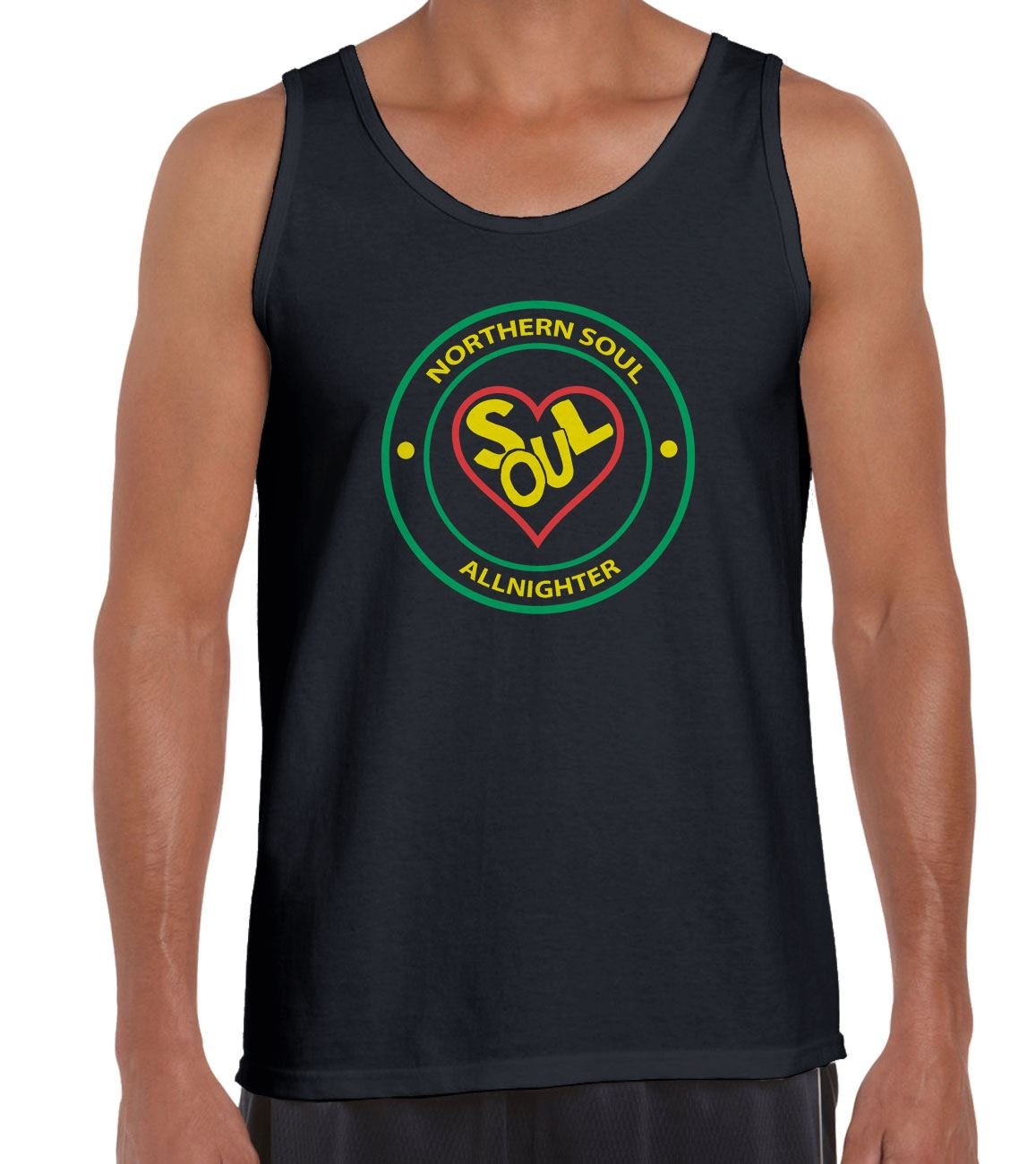 Tribal T-Shirts Mens Northern Soul All Nighter Heart Logo Vest Top (Medium, Black)